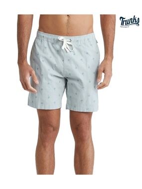 TRUNKS SURF & SWIM CO. NWT STRETCH CHINO PALM PULL-ON LIGHT DENIM SHORTS. SIZE L